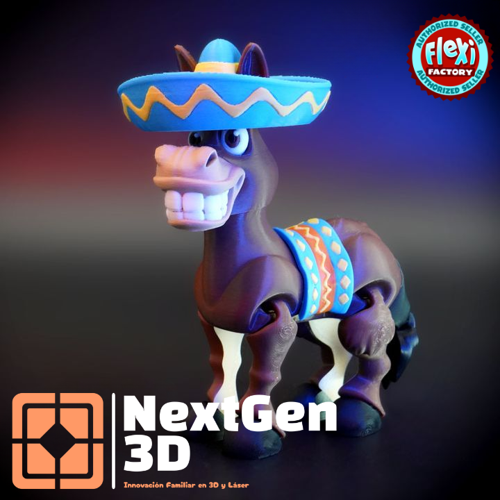 Burro con Sombrero Flexi 3D