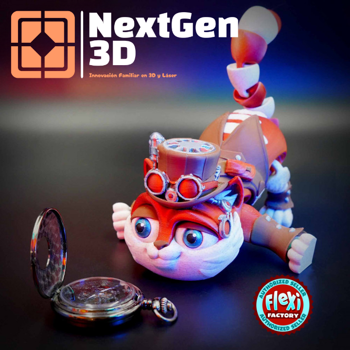 Gato Sombrerero Flexi 3D